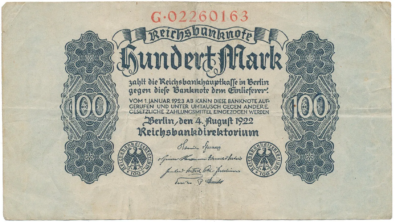 Německo, 100 Mark 1922, Ro.72
