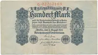 Německo, 100 Mark 1922, Ro.72