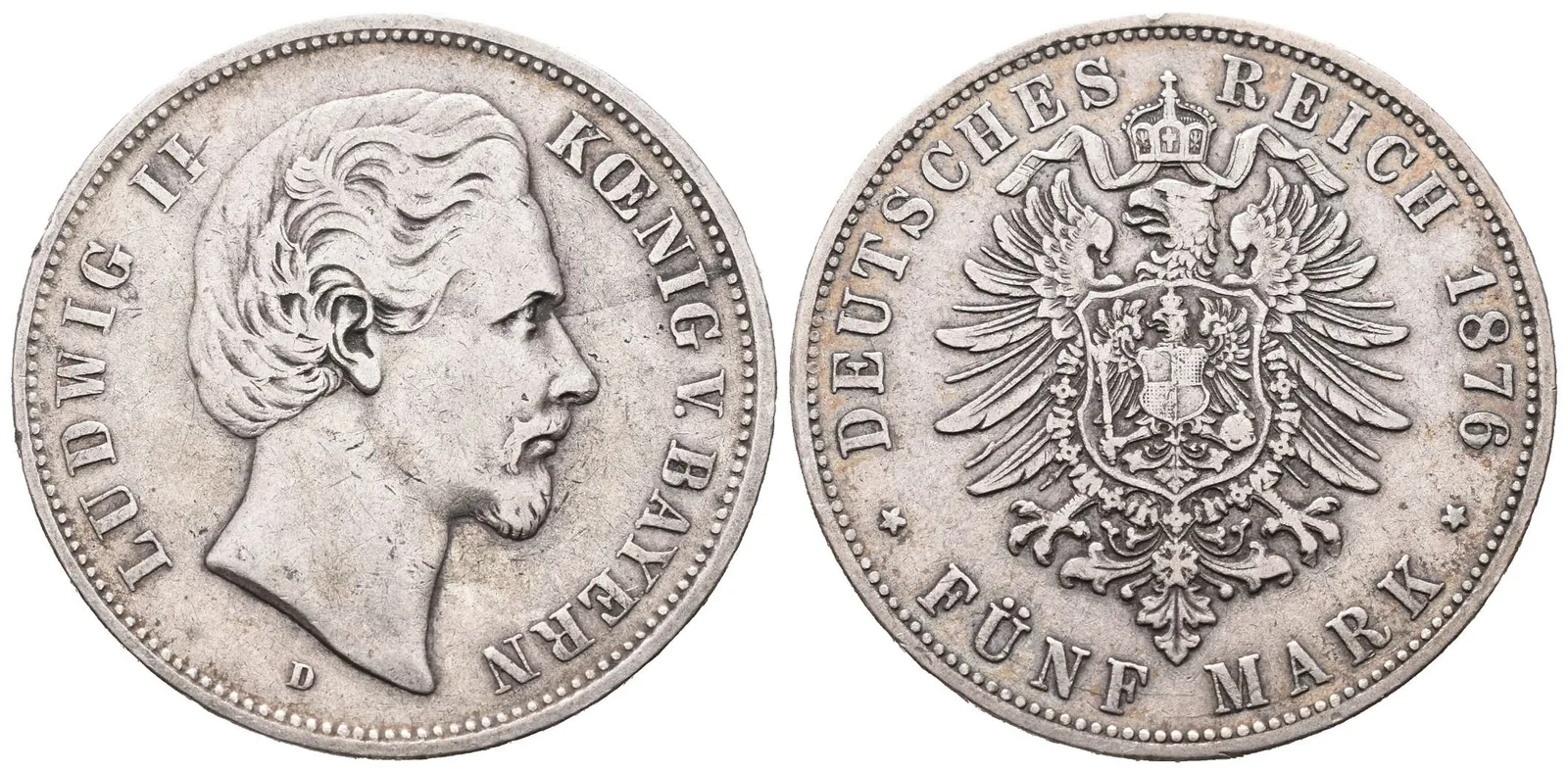 Bavorsko, 5 Marka 1876 D