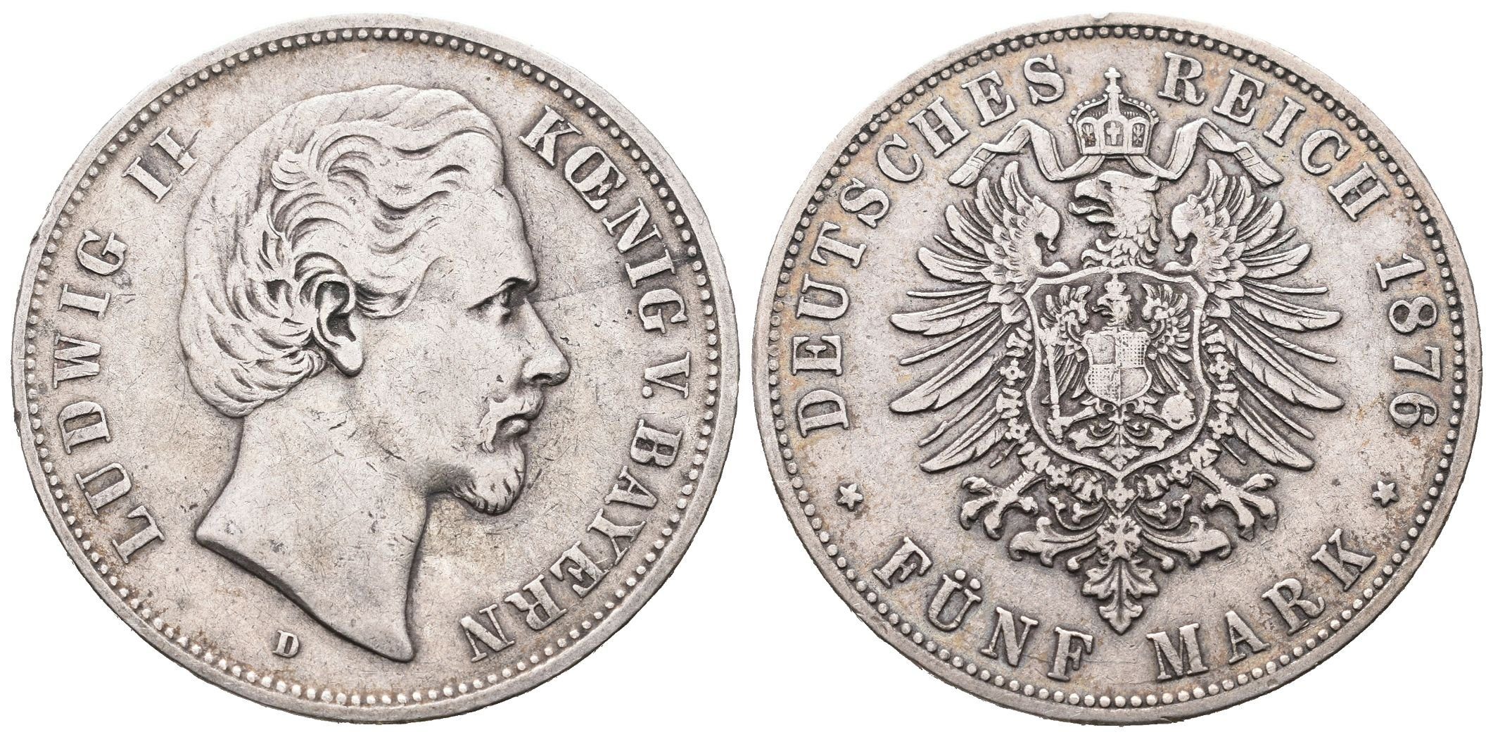 Bavorsko, 5 Marka 1876 D