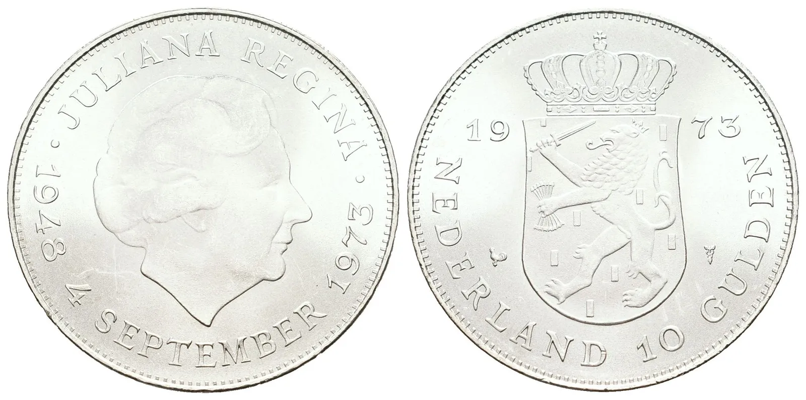 Nizozemí, 10 Gulden 1973