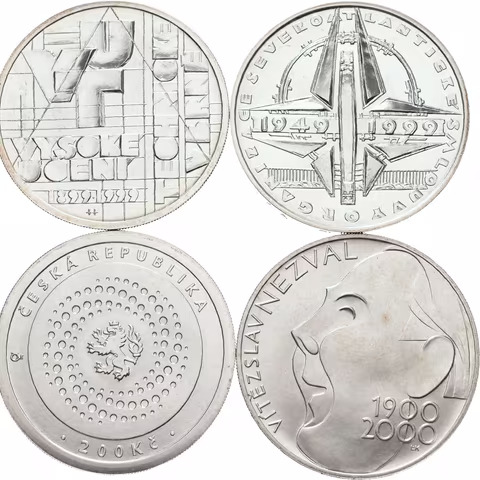 200 Kč 1999 - VUT Brno, NATO, 2000 - MMF a Vítězslav Nezval,