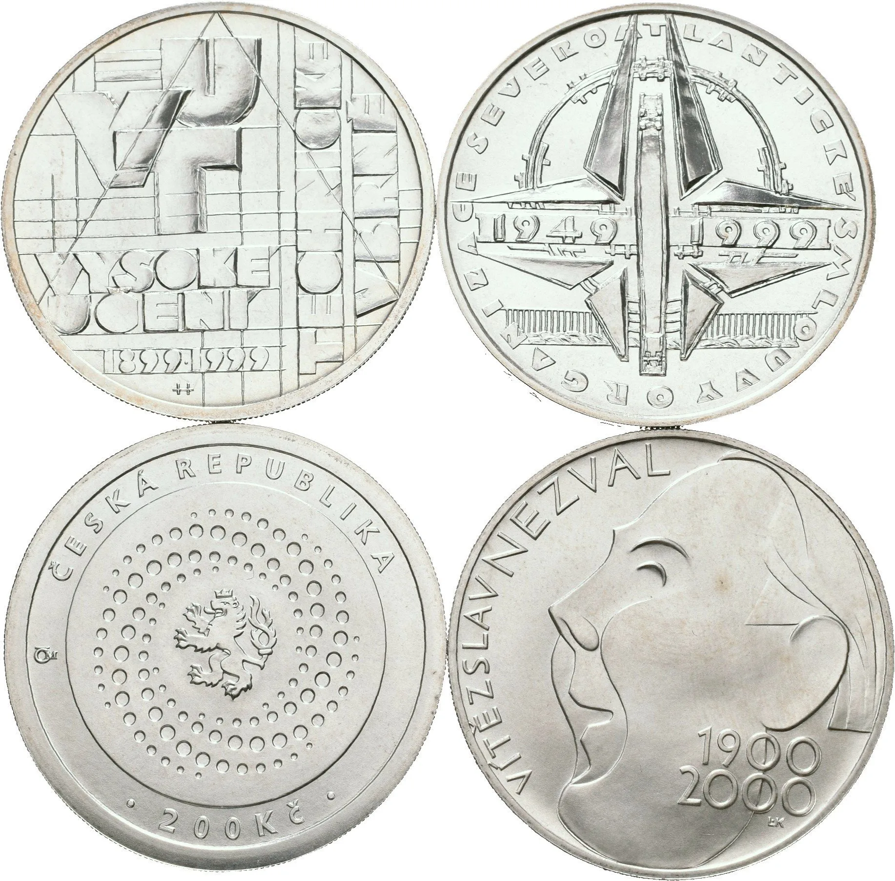 200 Kč 1999 - VUT Brno, NATO, 2000 - MMF a Vítězslav Nezval, — 1
