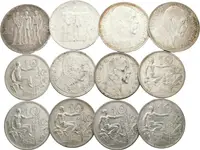 20 Koruna 1937 (2x), 1933 (2x), 10 Kč 1928 - Masaryk, 1930, 1931, 1932 (po 2 kusech), — 2