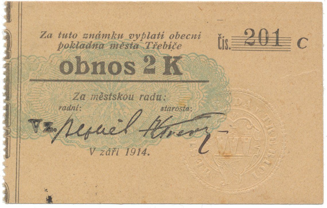 Třebíč - město, 2 K září 1914, silnější K, HH.223.5.11a1