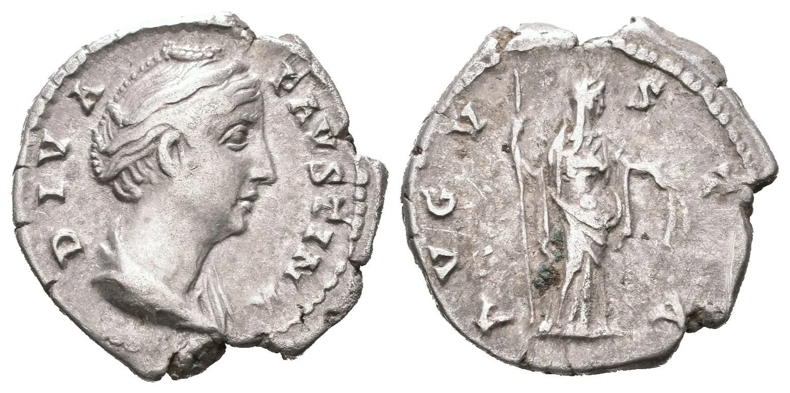 Denár, po r. 141, Rv: AVGVSTA, stojící Ceres zprava drží klasy a žezlo, RIC.358 var. (Ant. Pius), — 1