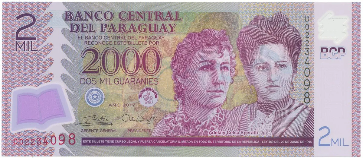 Paraguay, 2000 Guaranies 2017, plastová, P.228d