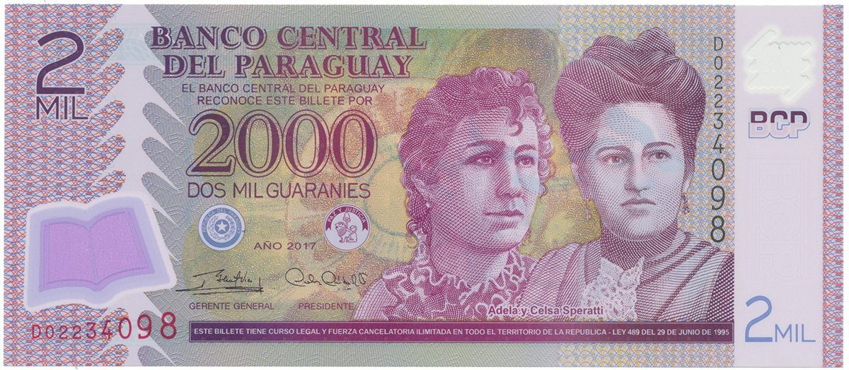 Paraguay, 2000 Guaranies 2017, plastová, P.228d
