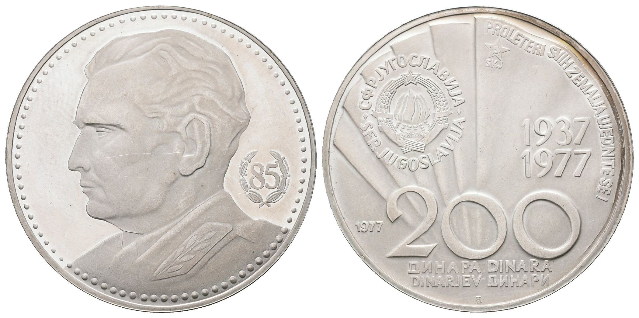 Jugoslávie, 200 Dinár 1977 - 85. narozeniny Josipa Broze Tita