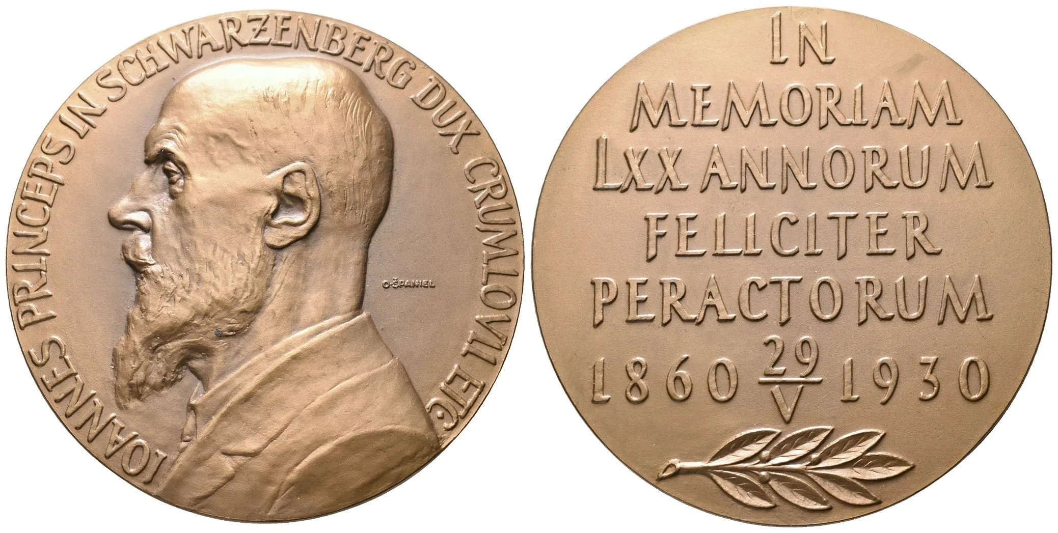 AE Medaile 1930 (O. Španiel) - K 70. výročí narození. Vousaté poprsí zleva, — 1