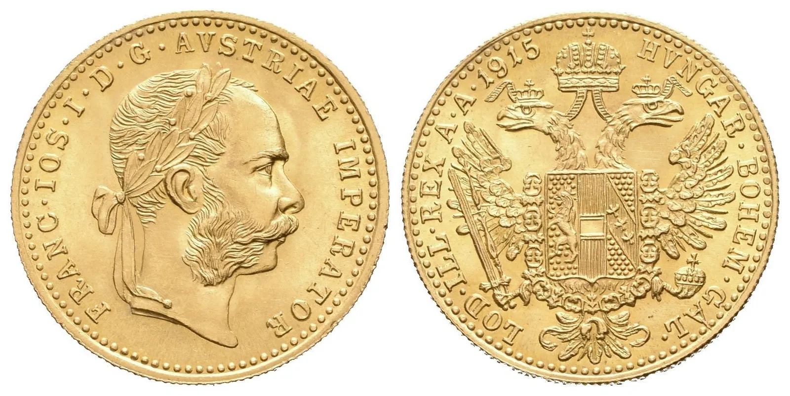 Dukát 1915 - novoražba, krásná zachovalost, ražební lesk — 1