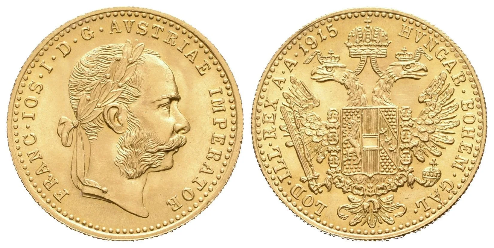 Dukát 1915 - novoražba, krásná zachovalost, ražební lesk — 1