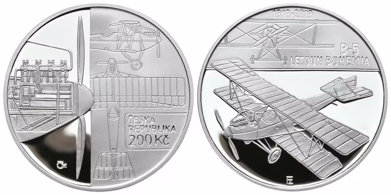 200 Kč 2019 - Letoun Bohemia B-5, PROOF