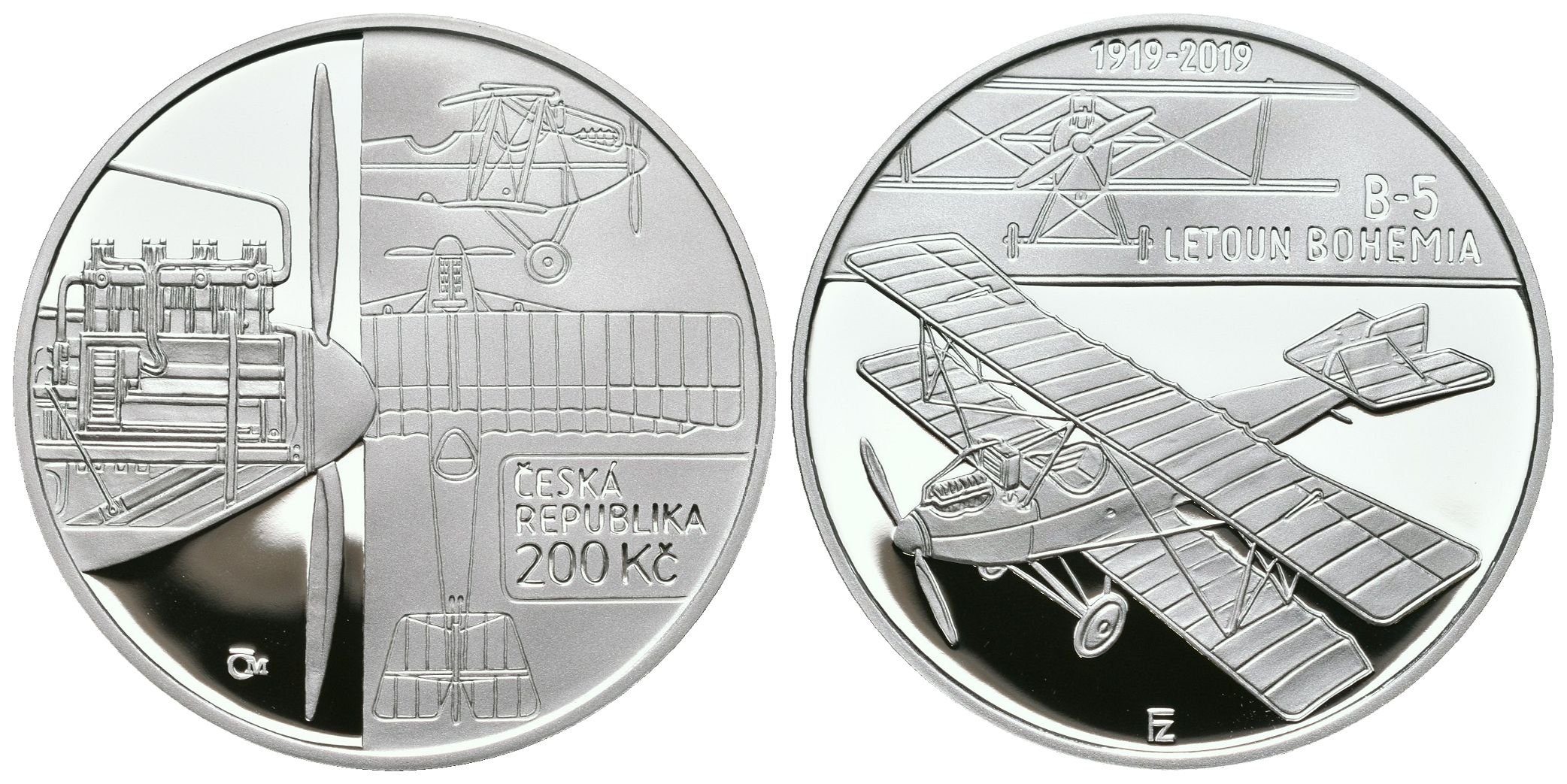 200 Kč 2019 - Letoun Bohemia B-5, PROOF