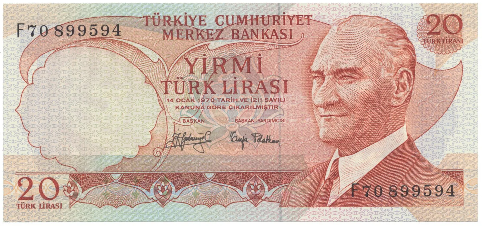 Turecko, 20 Lira (1974), P.187a