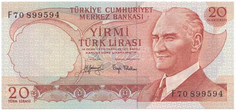 Turecko, 20 Lira (1974), P.187a