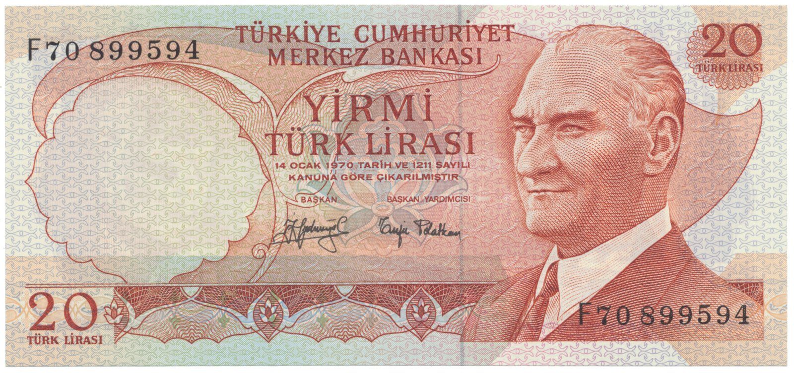 Turecko, 20 Lira (1974), P.187a