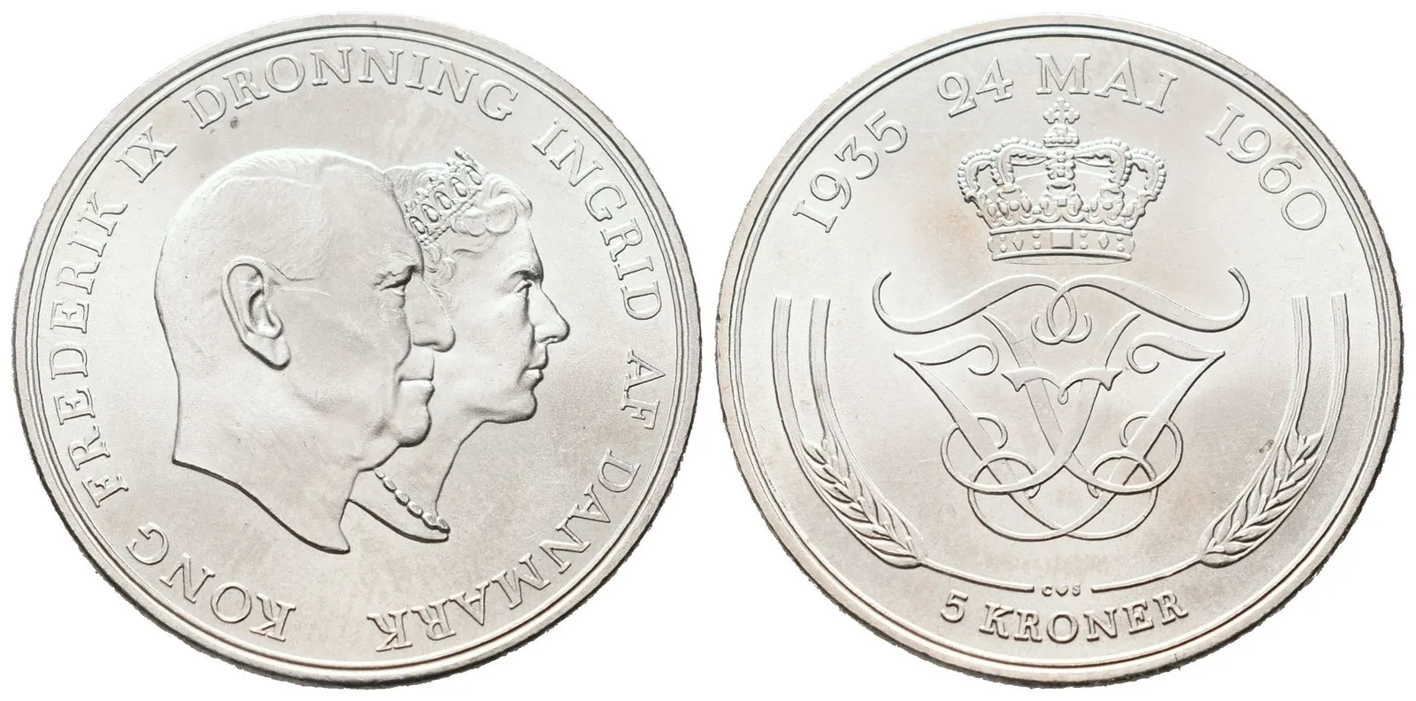 Dánsko, 5 Kroner 1960 - Pamětní