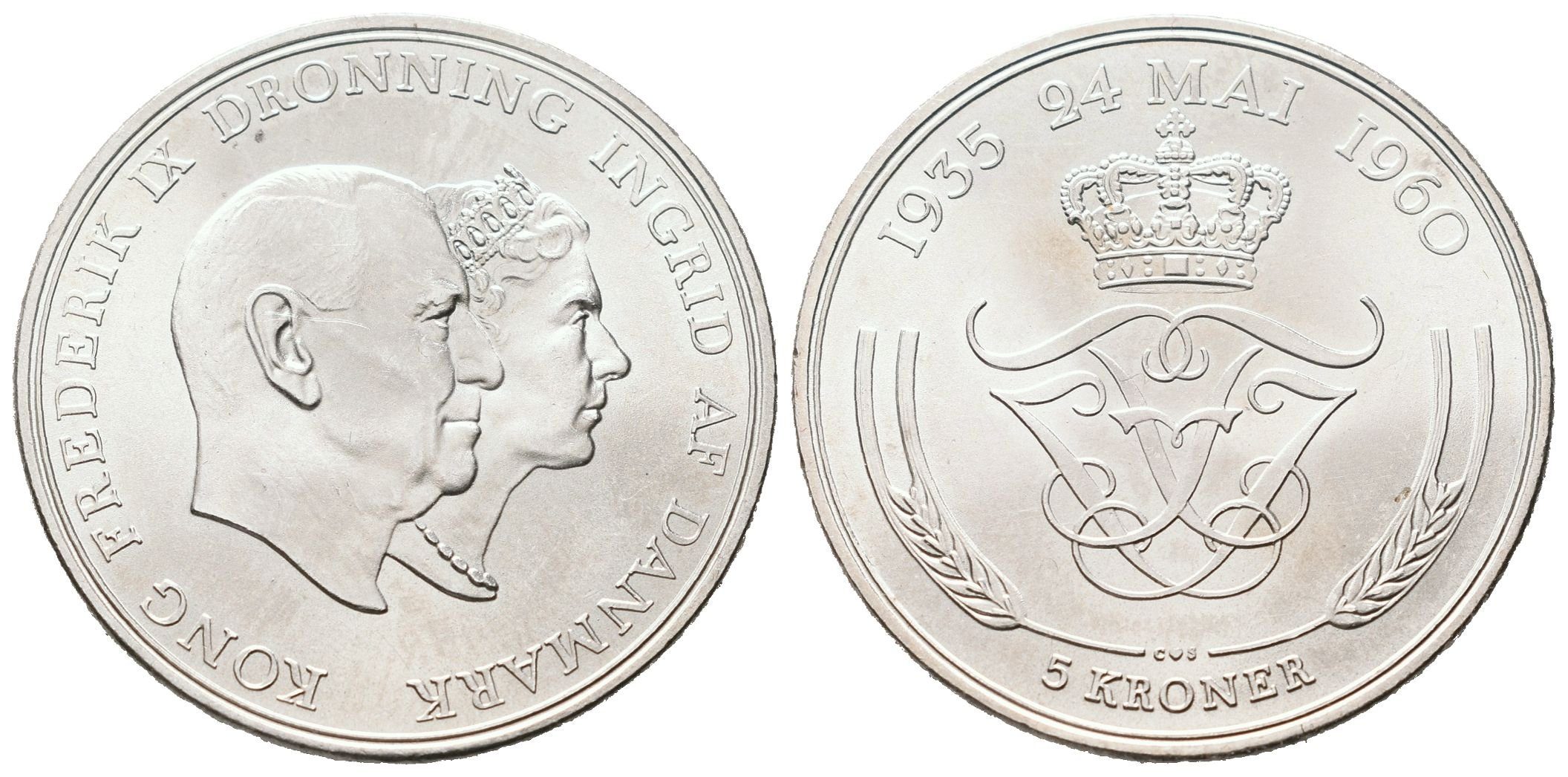 Dánsko, 5 Kroner 1960 - Pamětní