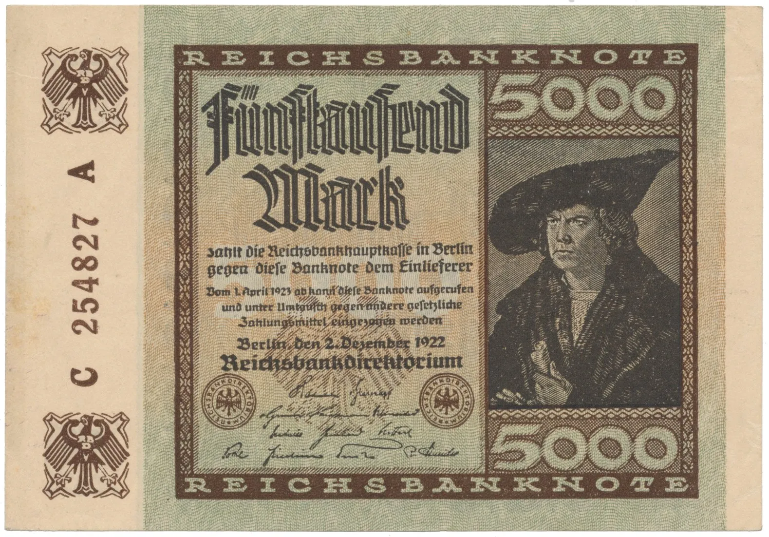 Německo, 5000 Mark 1922, Ro.80a