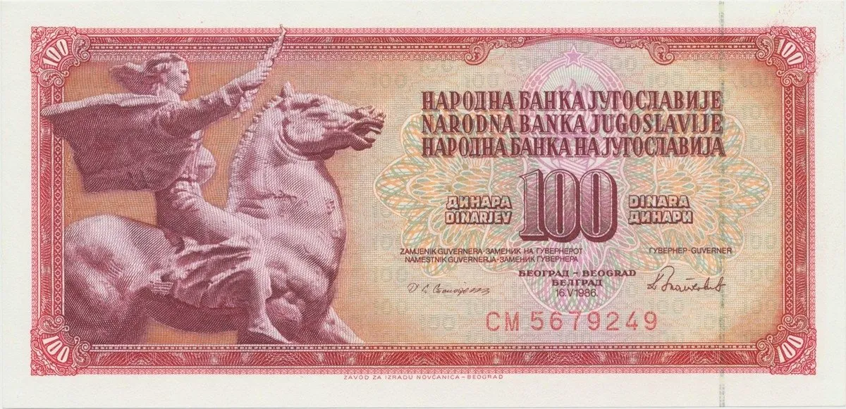 Jugoslávie, 100 Dinara 1986, P.90c