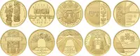 Sada zlatých mincí 5000 Kč - Mosty 2011 - 2015, luxusní dřevěná etue, certifikáty_10 ks — 2