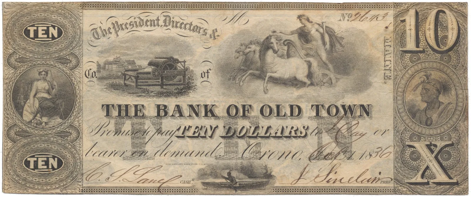 USA - Maine, 10 Dollar 1836
