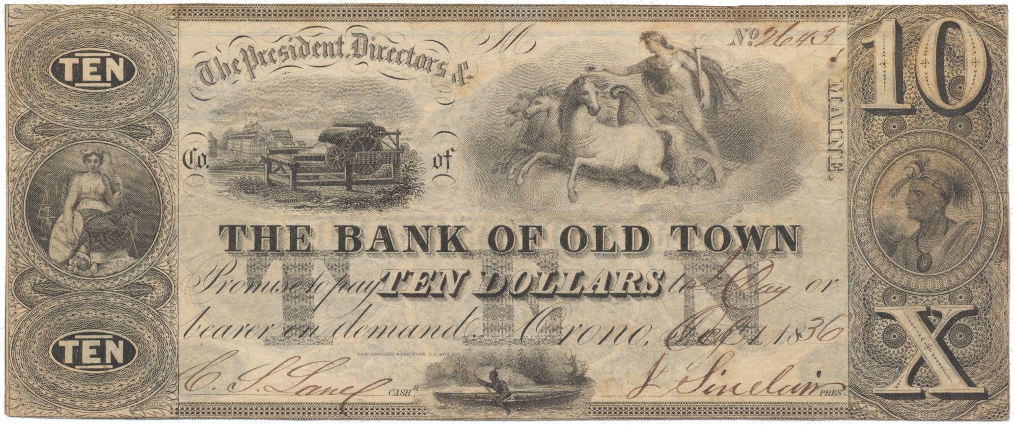 USA - Maine, 10 Dollar 1836