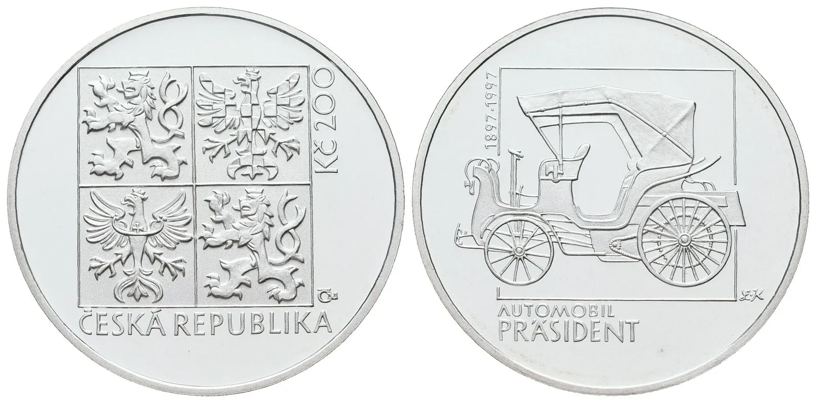 200 Kč 1997 - Automobil Präsident, PROOF