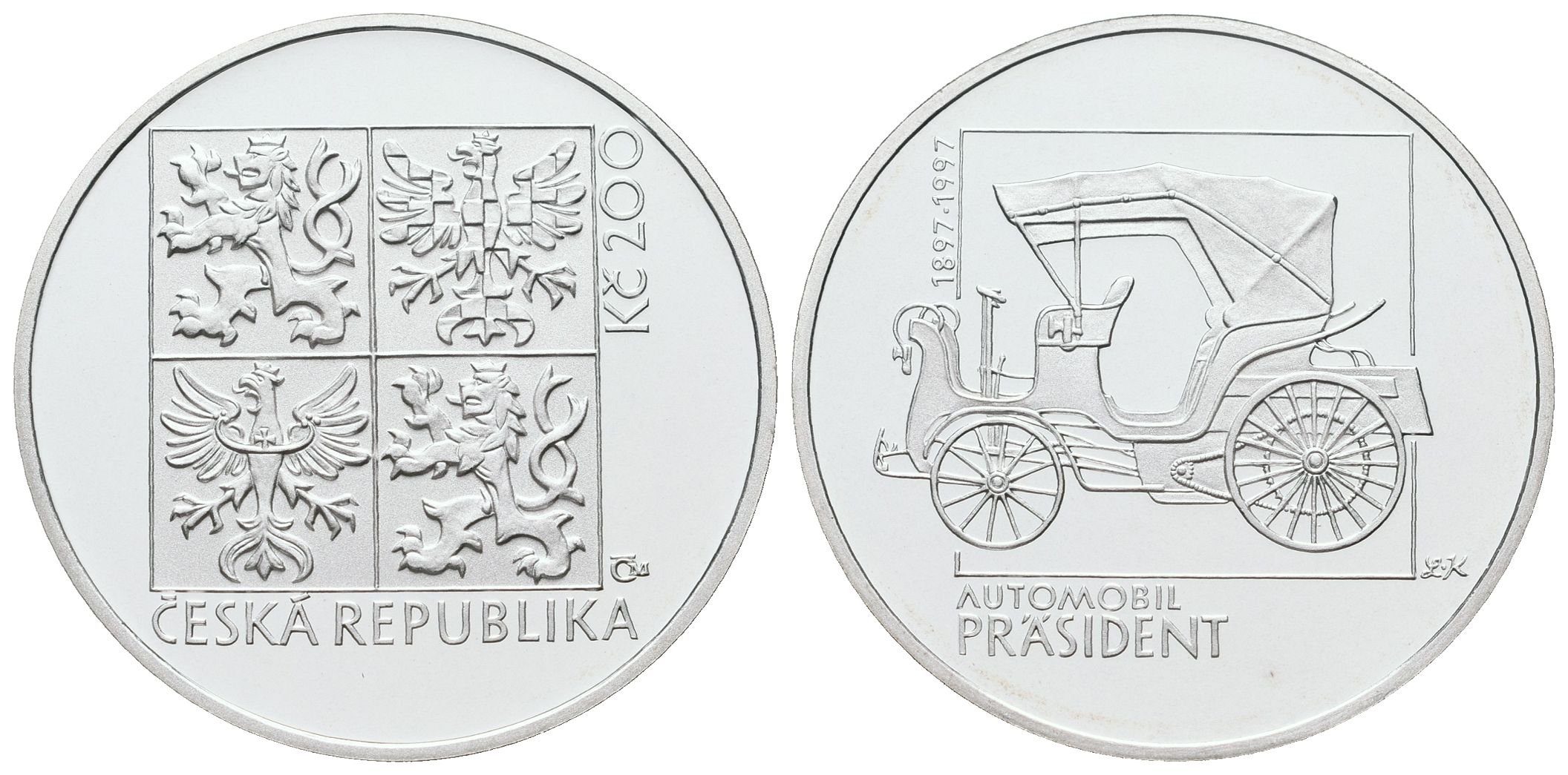 200 Kč 1997 - Automobil Präsident, PROOF