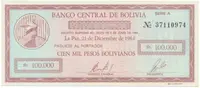Bolívie, 100.000 Pesos Bolivianos 1984, P.188