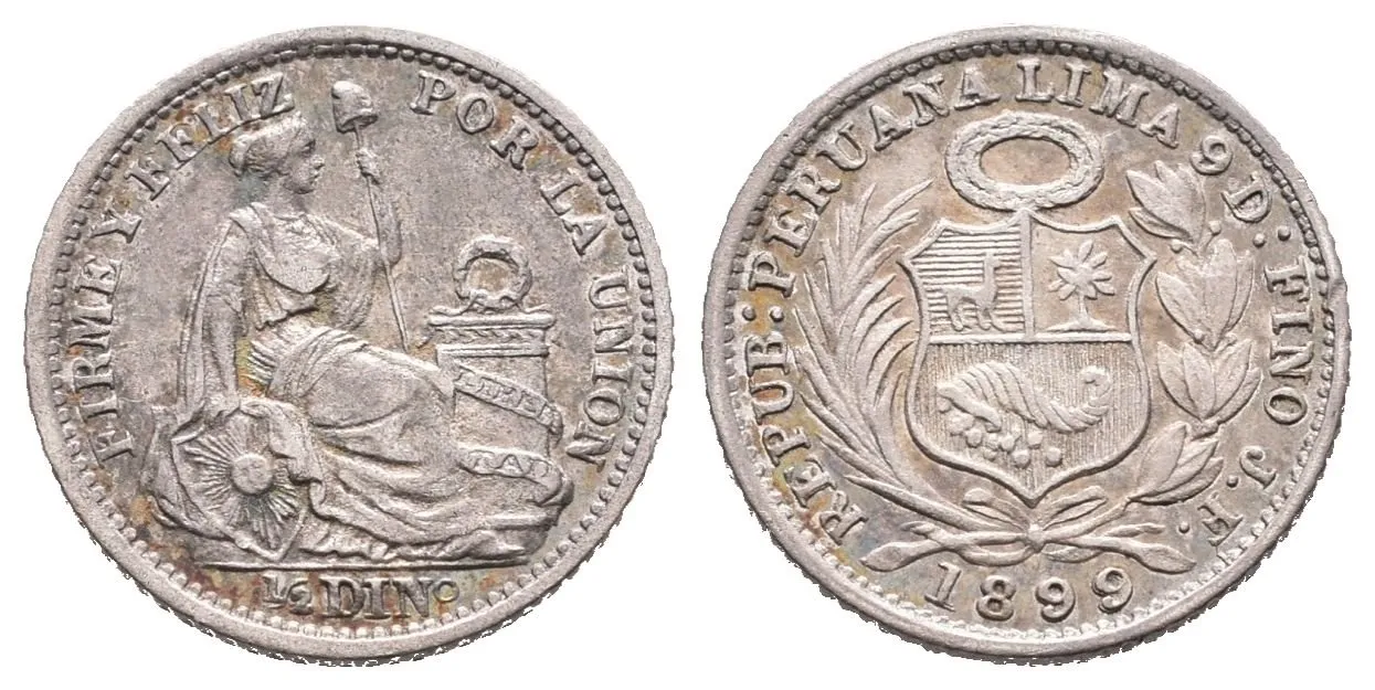 Peru, 1/2 Dinero 1899