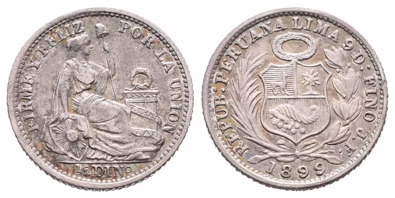 Peru, 1/2 Dinero 1899