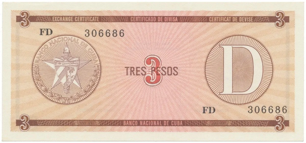 Kuba, 3 Pesos b.d., série D, P.FX28