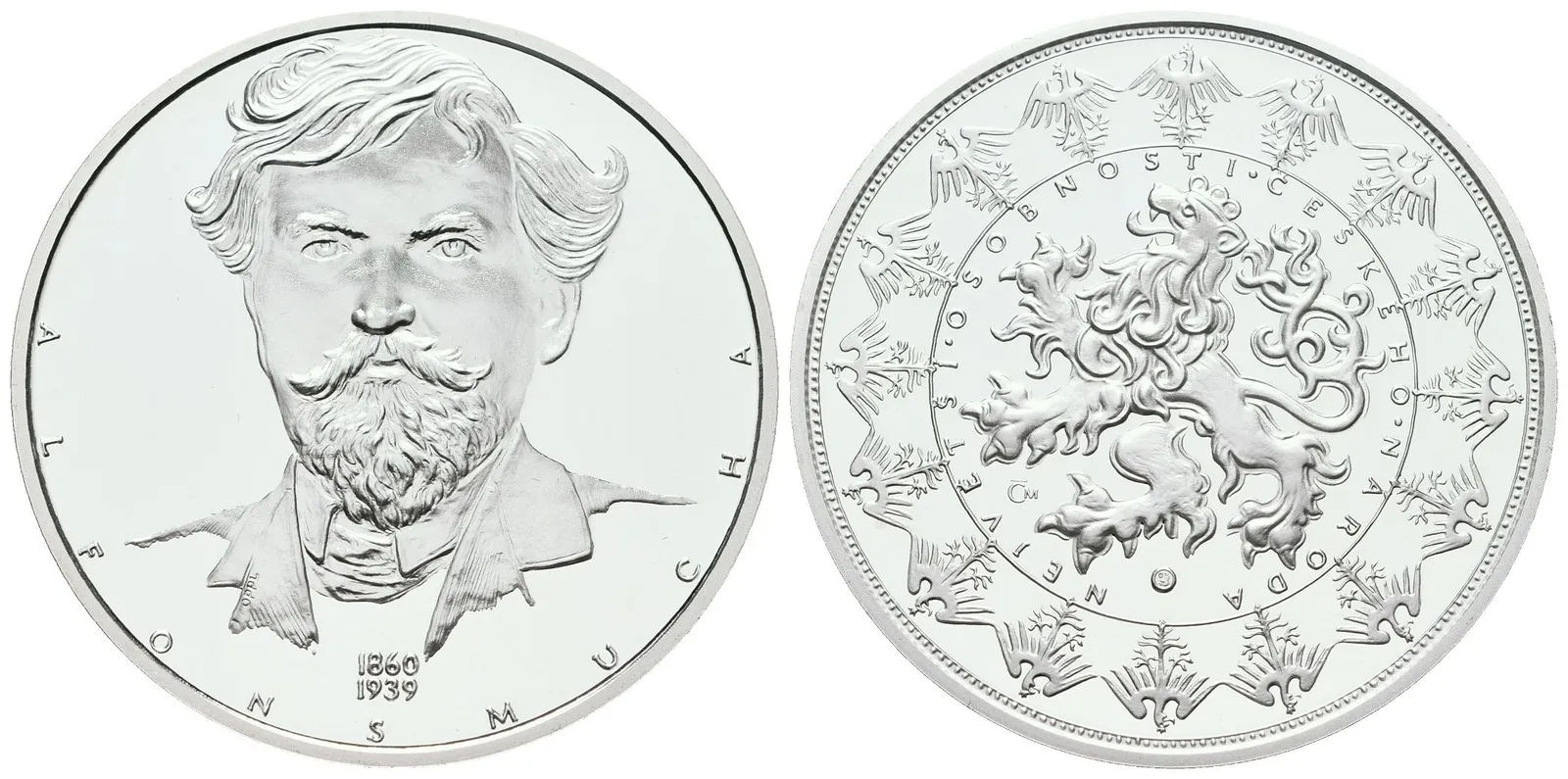 Stříbrná investiční medaile - Alfons Mucha - Ag 29 g - 999/1000 + Certifikát