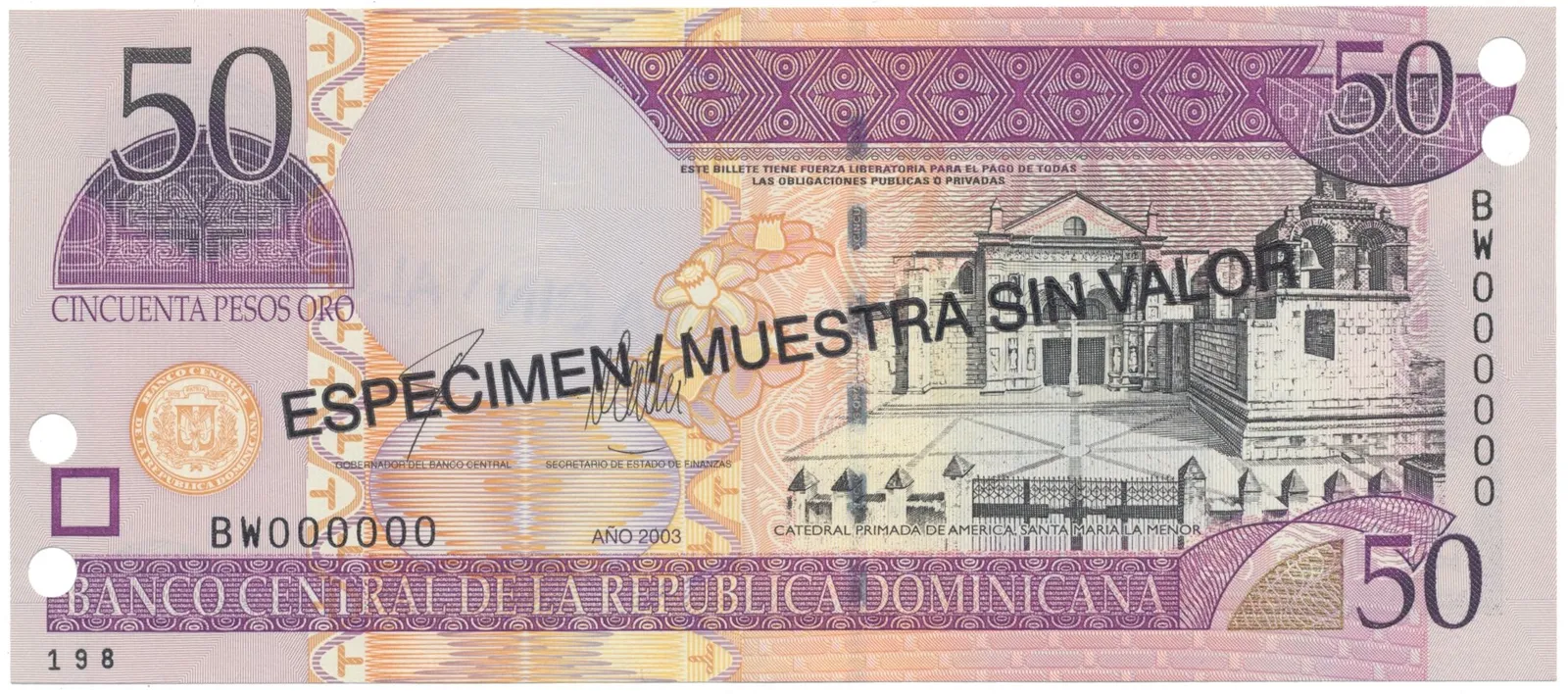 Dominikánská republika, 50 Pesos Oro 2003, P.170s3