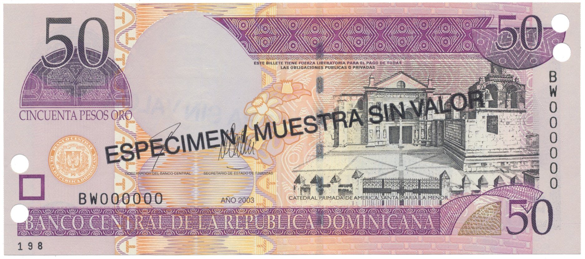 Dominikánská republika, 50 Pesos Oro 2003, P.170s3