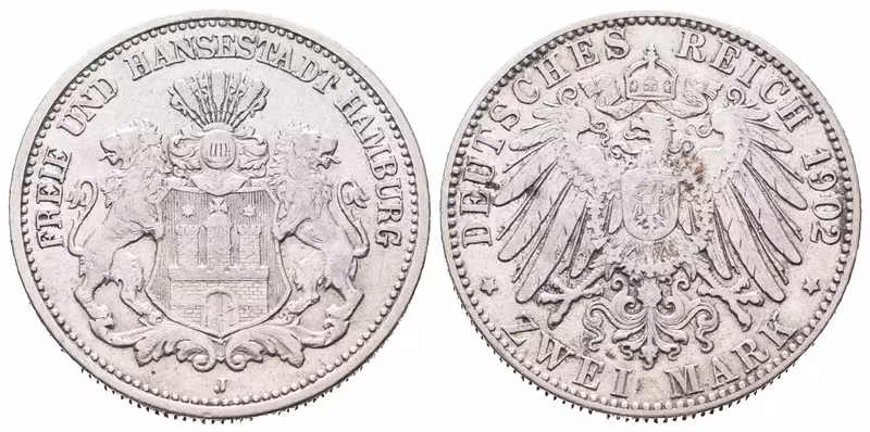 Hamburg, 2 Marka 1902 J