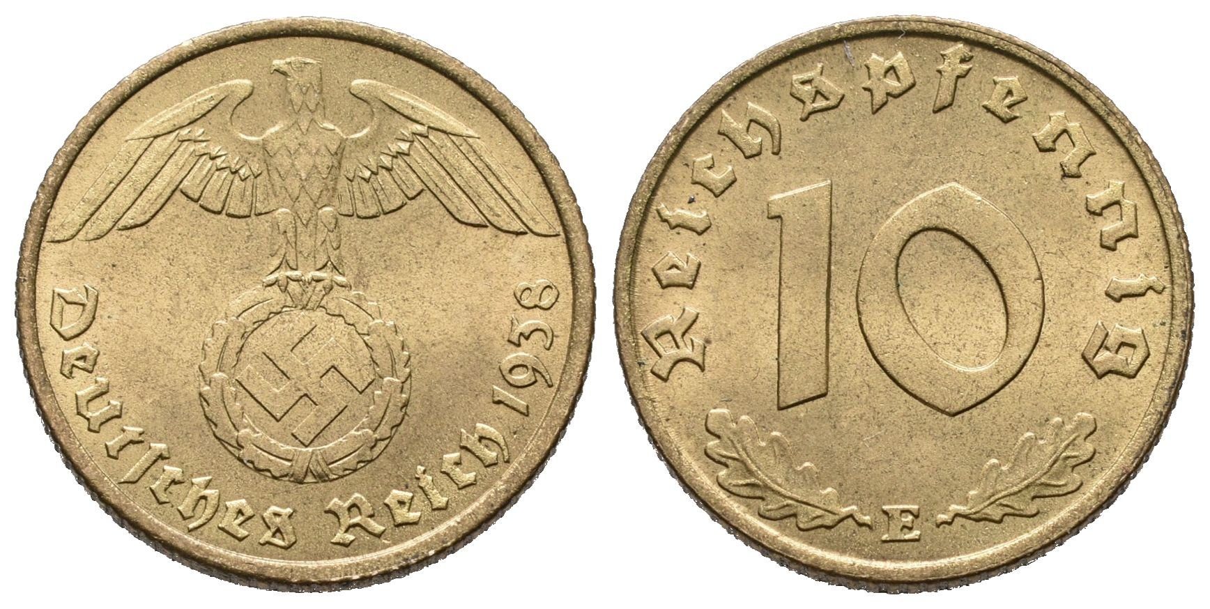 III. říše, 10 Pfennig 1938 E
