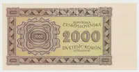 Československo, 2000 Koruna 1945, série s 1 číslem, 1x SPECIMEN nahoře, Hej.69a1.S1 - fotografie 2