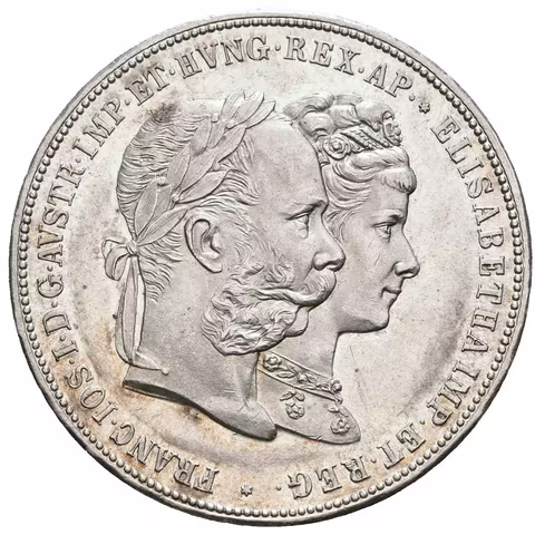 2 Zlatník 1879 - Stříbrná svatba, bez tečky za slovem ELISABETHA na líci,