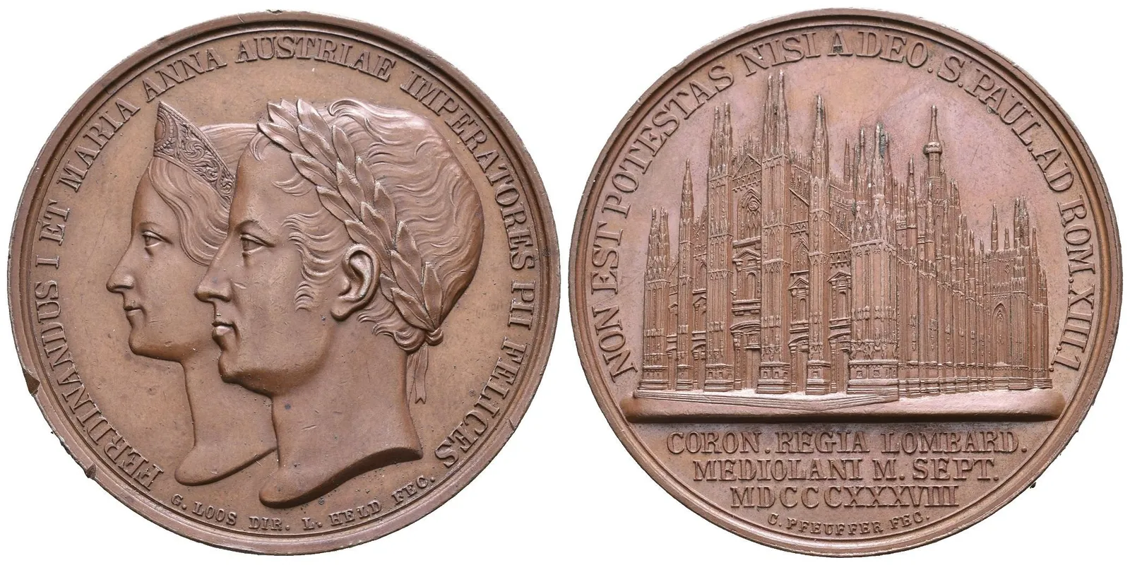 AE Medaile 1838 (Loos, Held) - K lombardsko-benátské korunovaci královského páru — 1