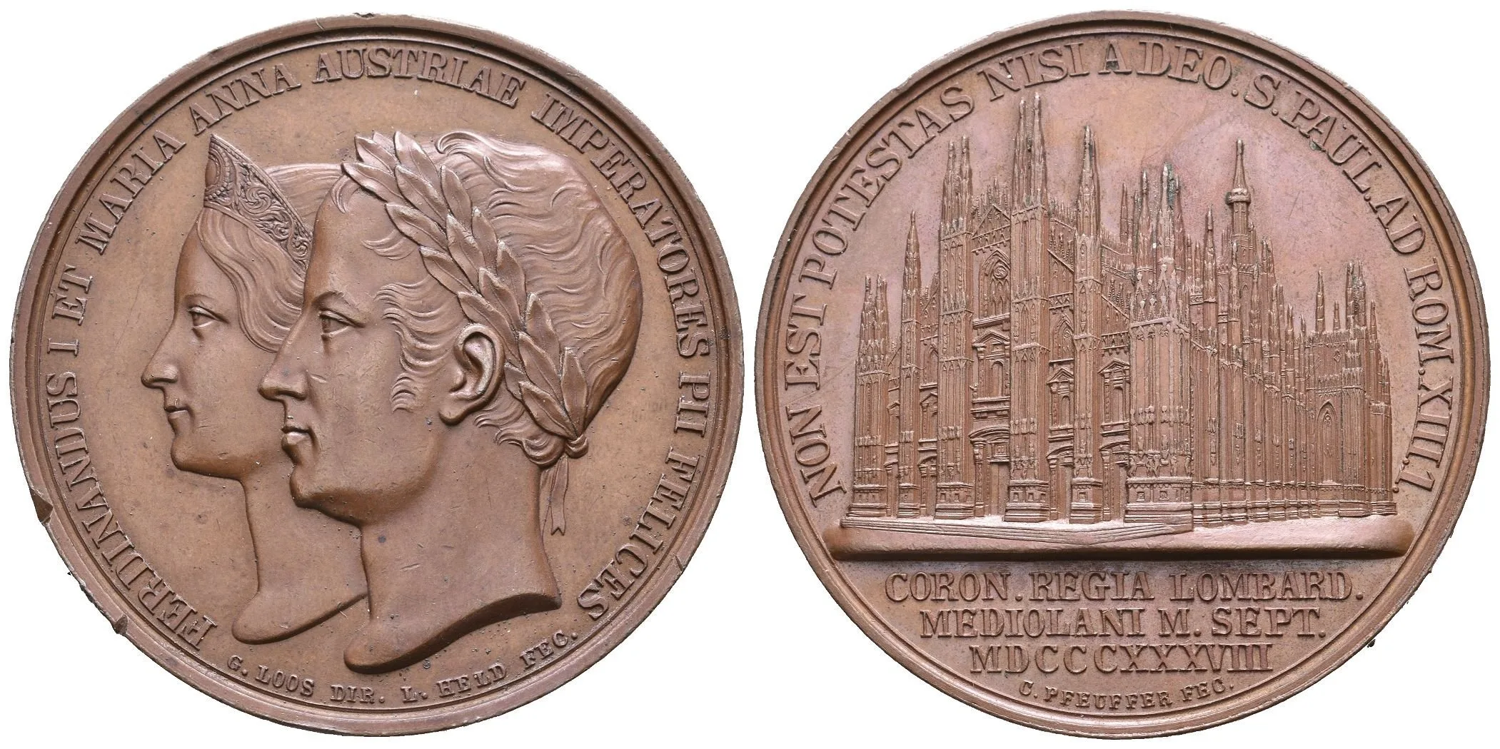 AE Medaile 1838 (Loos, Held) - K lombardsko-benátské korunovaci královského páru — 1