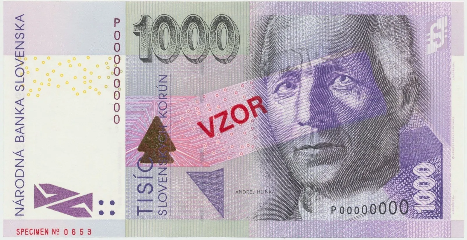 1000 Koruna / 1. 8. 2007, P 00000000, bankovní vzor, Hej.SK49V1