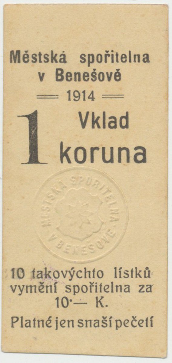 Benešov - spořitelna, 1 K 1914, HH.4.1.2.2a