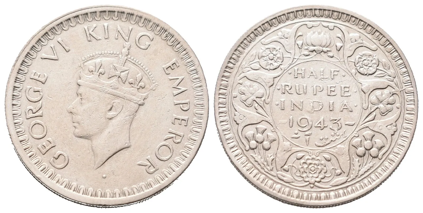 Indie, 1/2 Rupie 1943