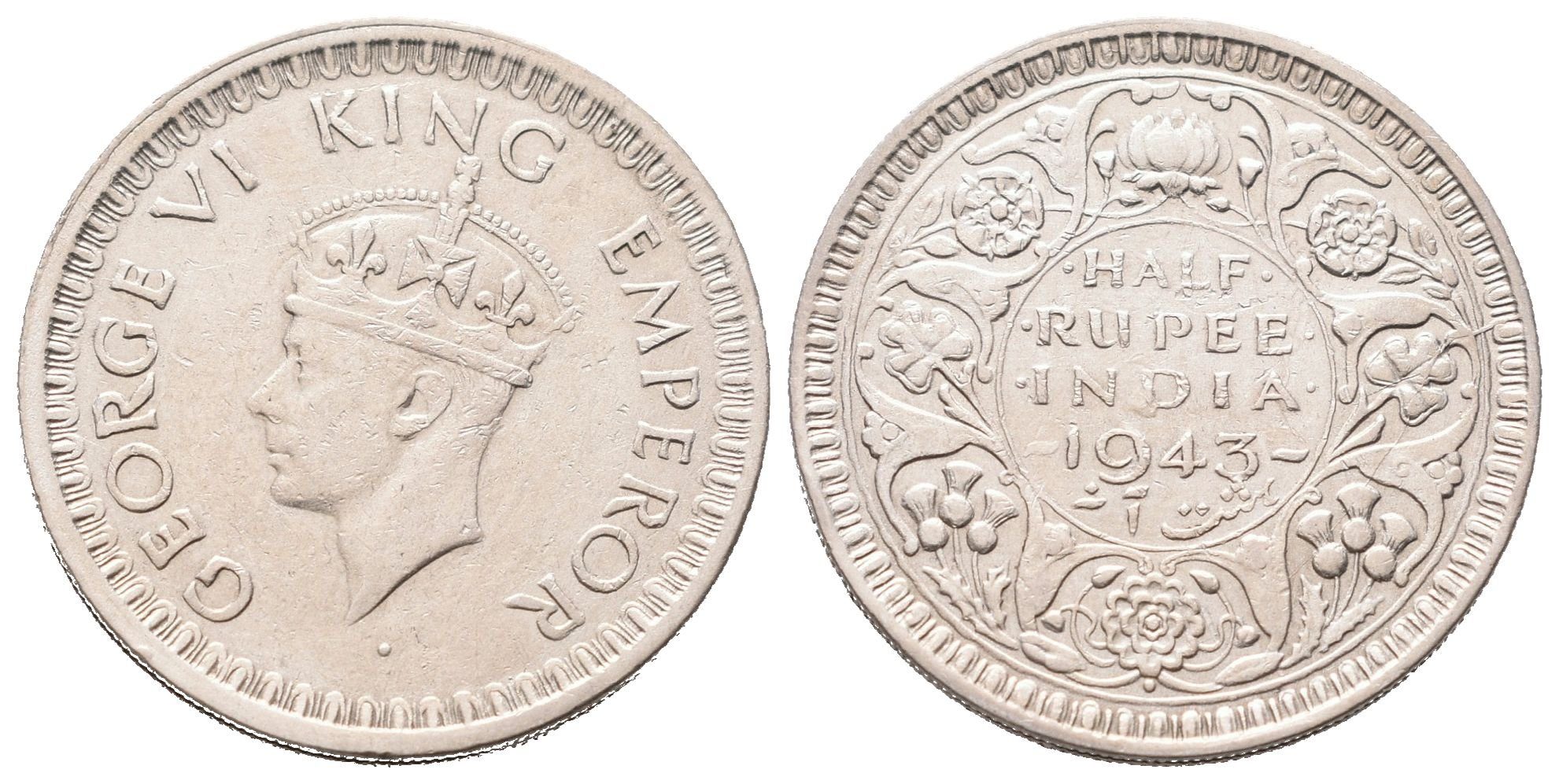 Indie, 1/2 Rupie 1943