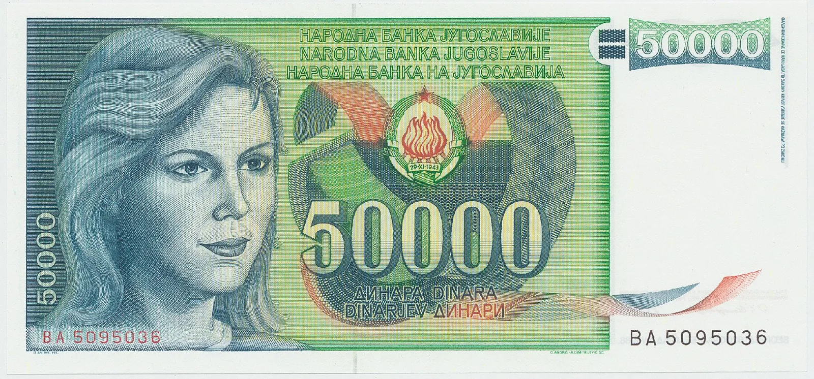 Jugoslávie, 50.000 Dinara 1988, P.96