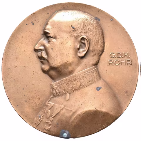AE Medaile 1916 - Polní maršál Franz Baron Rohr von Denta. Bronz 65 mm,
