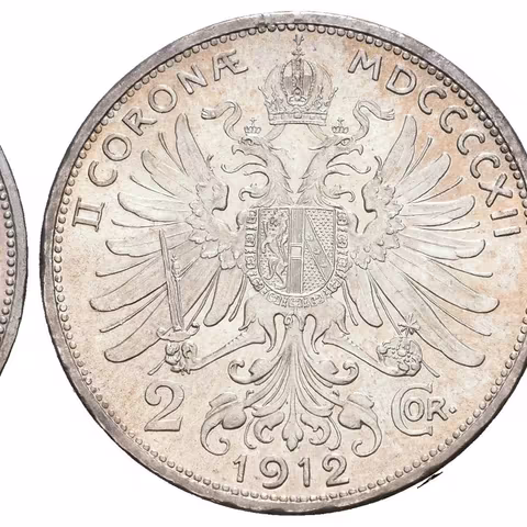 2 Koruna 1912, krásná zachovalost, luxusní Rv., patina, lesk